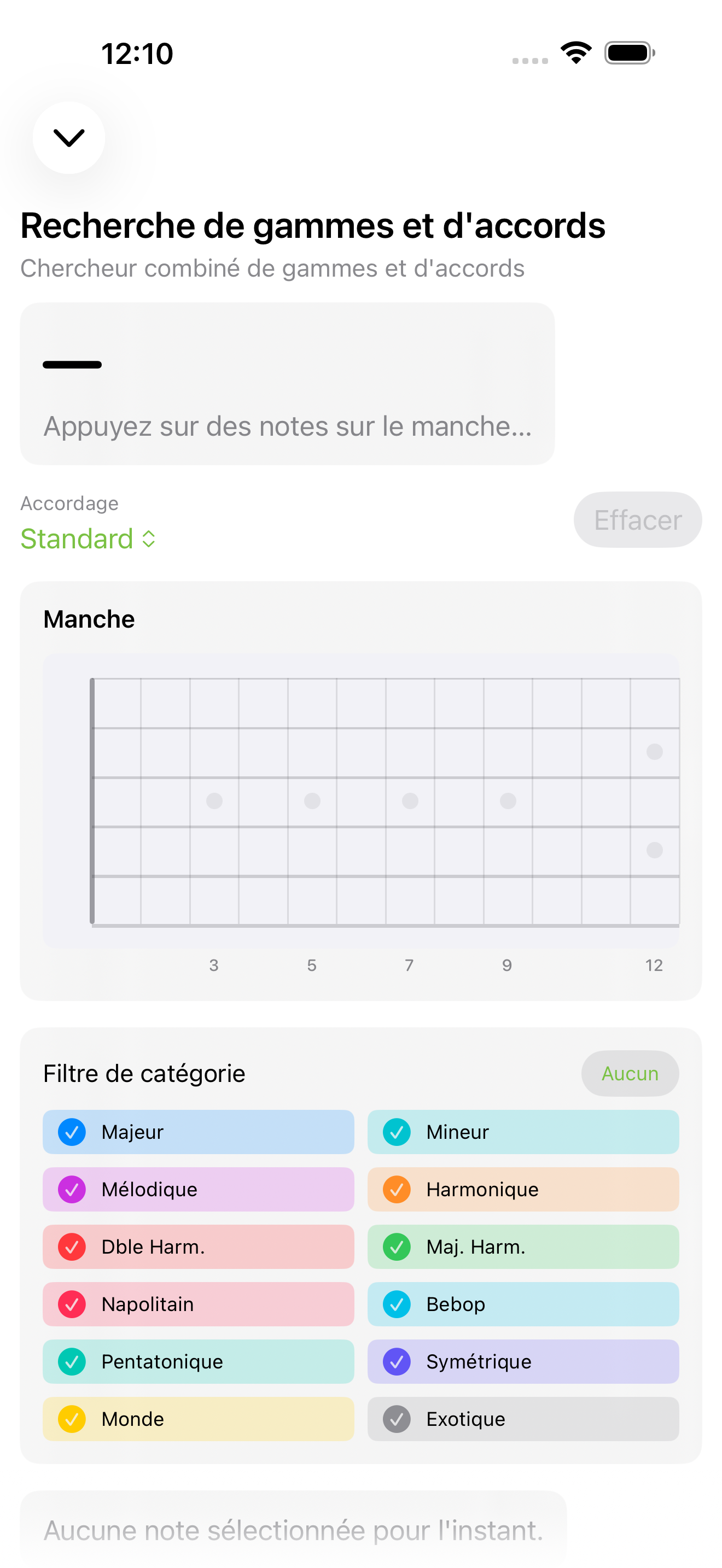 Détecteur de gammes et accords sur iPhone